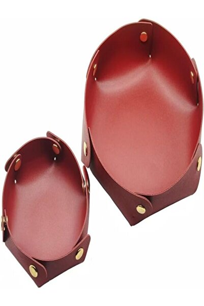 NO BRAND 2 Rafturi din piele (Mare + Mică) Bordeaux, ideale pentru bijuterii,...