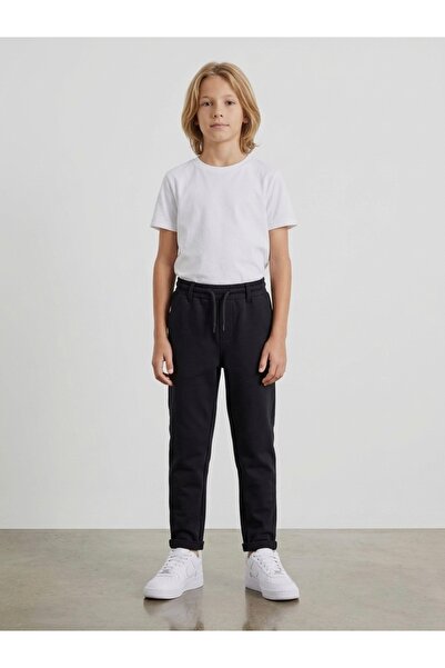 Enie Мъжки черни памучни джогъри с ластик на талията и двойни маншети