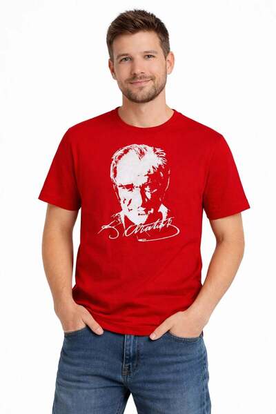 ModaPlaza Men's Ataturk Printed Short Sleeve T-Shirt