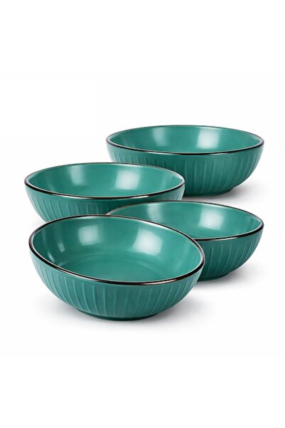 ANTBRO Set of 4 Deep Ceramic Plates Petrol ANTBRO® Ø20cm
