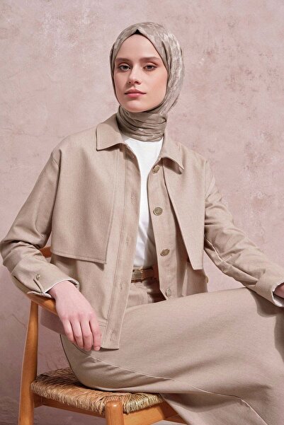 Armine Ceketli Denim Takım Bej