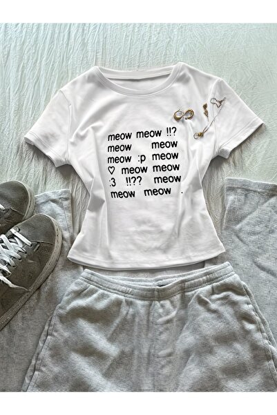 Toum Kemer Boy Meow Meow Crop Blouse