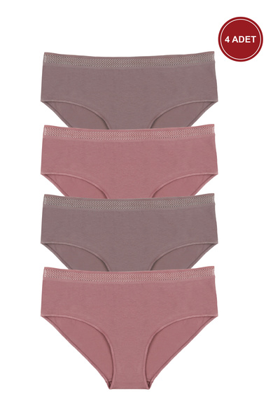 koza iç giyim Women's 4-Pack Cotton Lycra Hipster Panties