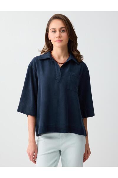 Jimmy Key Μπλούζα σε μπλε ναυτικό χρώμα με λαιμόκοψη πόλο και υφαντό σχέδιο μ...