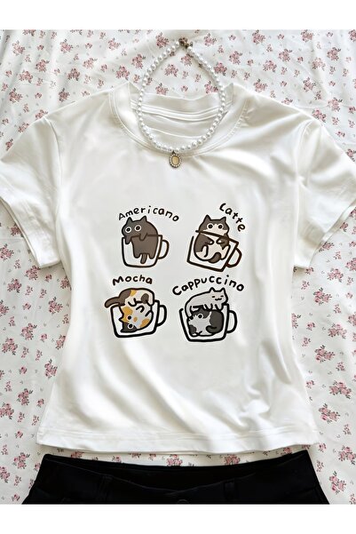 Toum Kemer Boy Sweet Cute Cat Crop Blouse