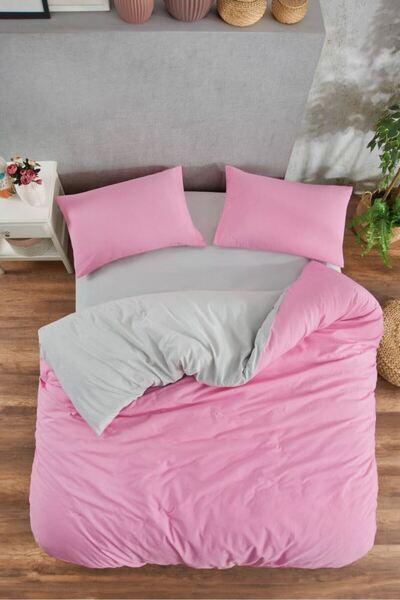 Marilyn Home Çift Kişilik Nevresim Takımı - Pembe - Gri