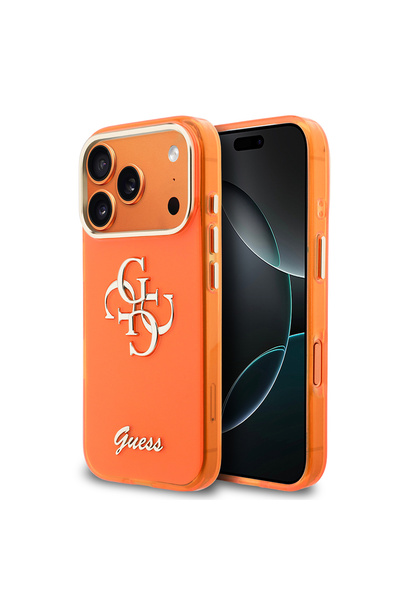 Guess iPhone 17 Pro Uyumlu Kılıf Lisanslı Yazı ve 4G Büyük Metal Logolu TPU K...