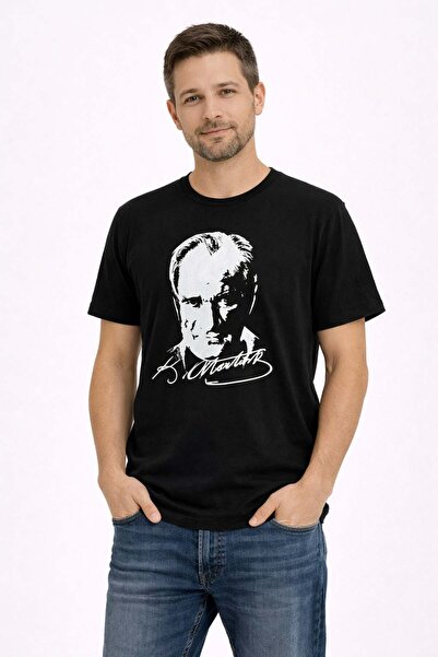 ModaPlaza Men's Ataturk Printed Short Sleeve T-Shirt