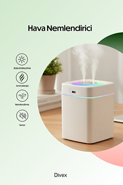 Divex 3L Çift Sprey Ultrasonik Hava Nemlendirici Buhar Makinesi – Aroma Difüz...