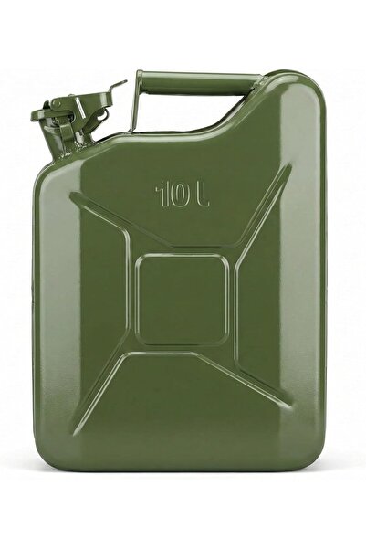 AutoFamily جركن معدني أخضر عسكري سعة 10 لتر للسيارات والجيبات والمركبات الأخرى