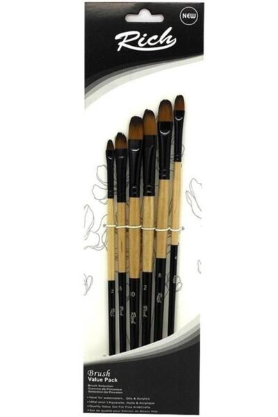 Rich Hobby Ürünleri Rich New Series 02 Cat's Tongue 6-Piece Brush Set 6 11220