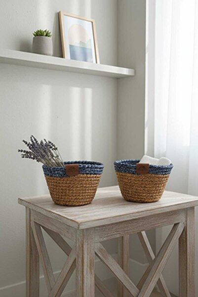 home inn مجموعة سلال زخرفية من قطعتين - سلة منظمة محبوكة يدويًا |   متعدد الا...