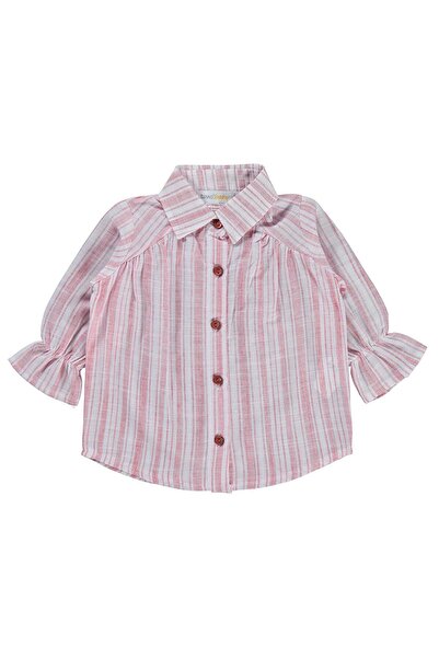ZEYNEVA Timo Girls' Striped Balloon Sleeve Shirt 6-18 Months - Red