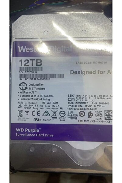 WESTERN DIGITAL WD Purple Pro 12TB Hard Drive - 3.5" Internal - SATA