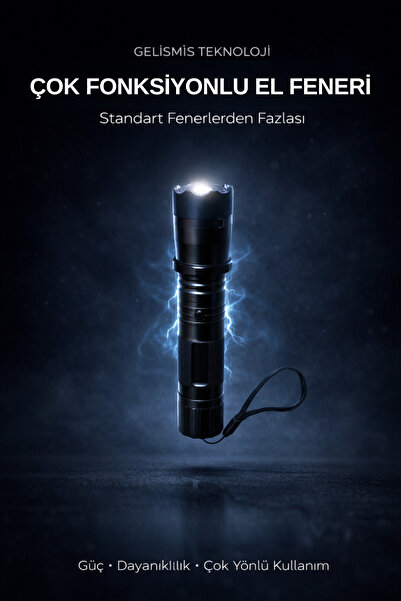 Edison Çok Fonksiyonlu Güçlü LED El Feneri USB Şarjlı Dayanıklı Outdoor Acil ...