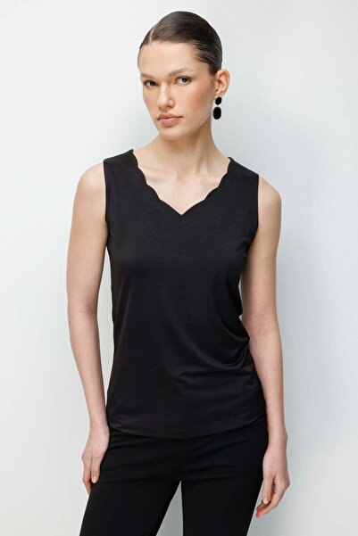 ON Women's Basic Blouse with Slash Collar 71315 Black