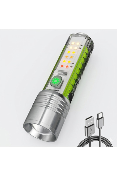 Primo Plus مصباح يدوي متعدد الوظائف مع ليزر أبيض وإضاءة جانبية متعددة الألوان...