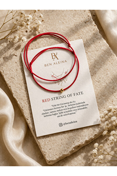 Ben Aleina Red String of Fate & Nefes Hatırlatıcı Lastik Bileklik Kırmızı Kad...