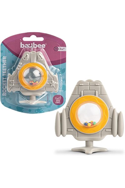 BAYBEE عضاضة سيليكون على شكل صاروخ خالية من مادة BPA، آمنة للطعام، لعبة خشخيش...