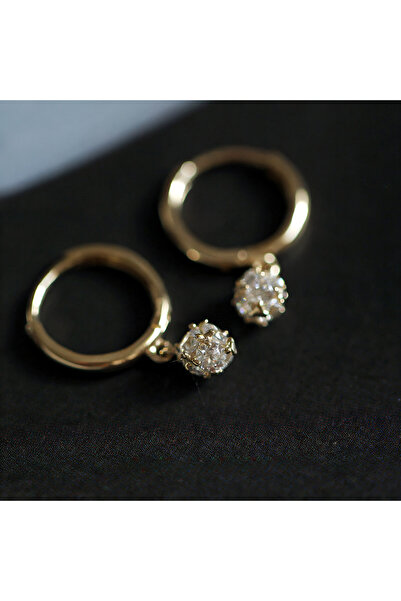 Nailvana Ασημένια σκουλαρίκια S925 επιχρυσωμένα 14Κ με αστραφτερά ζιργκόν