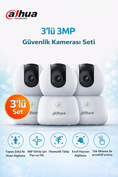 Ecocam Dahua Hero B1 3MP 360° WiFi Akıllı Kamera 3’lü Kamera Paketi – Yapay Z...