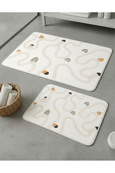 Zevahir Home 2-Piece Multi-Purpose Bath Mat with Non-Slip Base, Modern Patter...