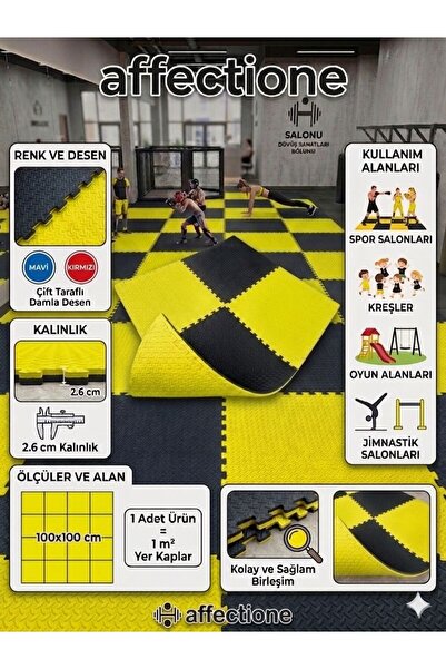 AFFECTİONE (DAMLA DESEN) Tatami Minderi 100x100 26mm çift taraflı kullanım ve...
