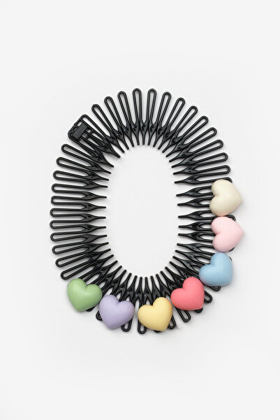 Le Mabelle Banda de păr în zig-zag pentru fete, cu figură de inimă multicoloră