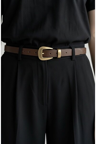 Gesa Women's Antique Set Buckle Bitter Brown Belt
