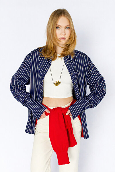 Manche Cămașă supradimensionată în dungi cu detaliu la spate |   MKS1611072-1...