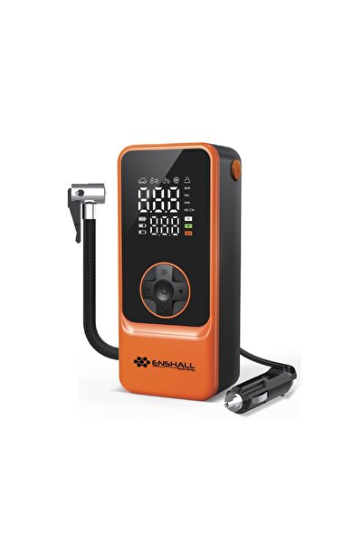 Enshall 6000mAh Şarjlı Mini Led Işıklı Araç Çakmaklık Kablolu Bisiklet, Top, Araç Lastik Şişirme Kompresörü