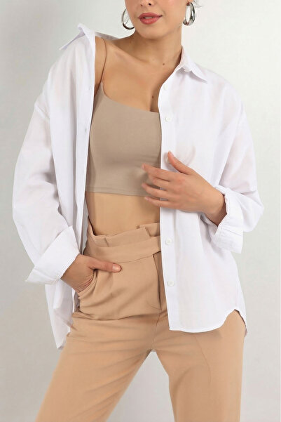 NEW JOURNAL Women's White Long Sleeve Basic Shirt Tn111