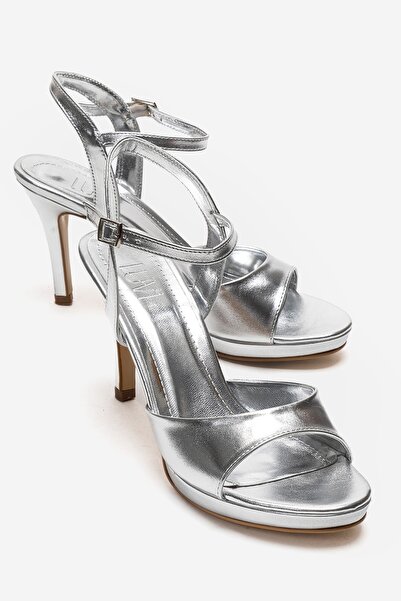 LuviShoes حذاء POISE نسائي فضي بكعب رفيع للسهرات