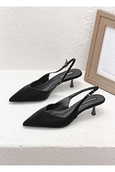 NUR KARACA 1133 Y-261 حذاء نسائي مفتوح من الخلف بكعب رفيع 5 سم