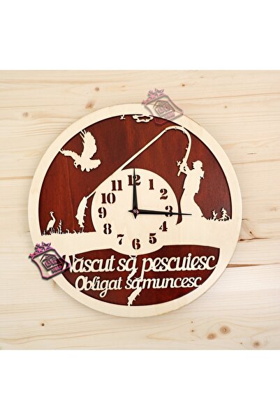 damoro Ceas de perete, PESCAR, Lemn, 35 cm