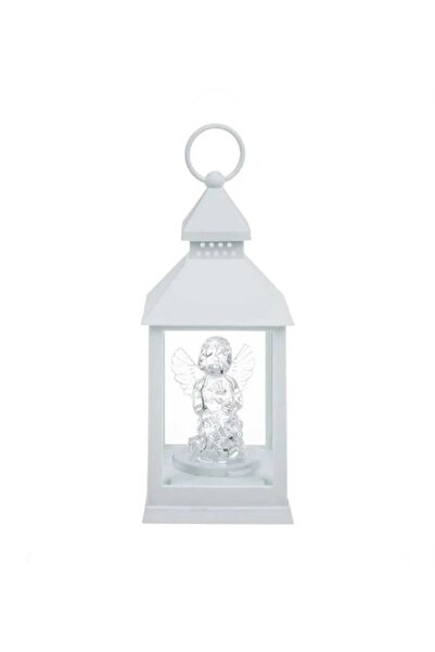 OEM Decorative White Lantern with Angel and LED, 10x10x24 cm, Battery Operated
