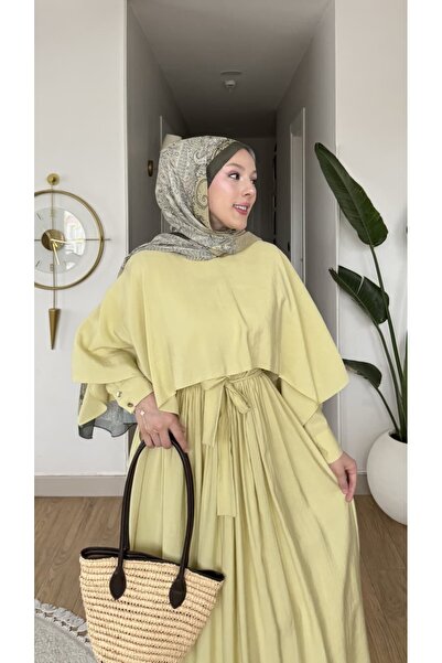 merve ada design Kadın Modal Pelerin Detaylı Elbise