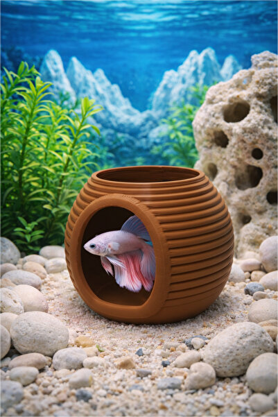 Akvaryum Fish Puppy ◆   Fish Nest ◆   Fish Hideout Magra ◆   8*8 Mini Size Brown