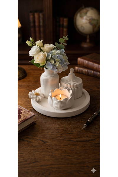 M&C Concept Vazo-Tepsi-Çiçek mumluk-Dekoratif Kutu-Sarı papatya