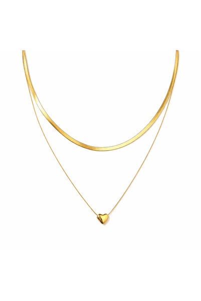 NOVVO Snake Heart Necklace Plated with 18k Gold