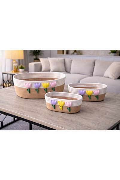 Generic Luxury Storage Basket Set with Floral Pattern - 3 Pieces in Different...