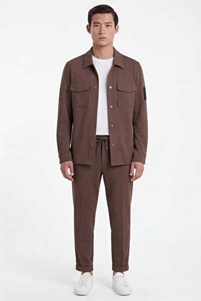 Giotelli Men's bitter brown bomber jacket viscose blend suit