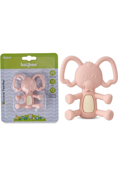 BAYBEE Elephant Silicone Teether BPA-Free Food Grade Easy Grip Chew Toy for S...