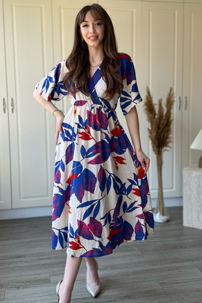 Dilay Gökoğlu Butik Φόρεμα μίντι με λουλουδάτο σχέδιο και λαιμόκοψη V