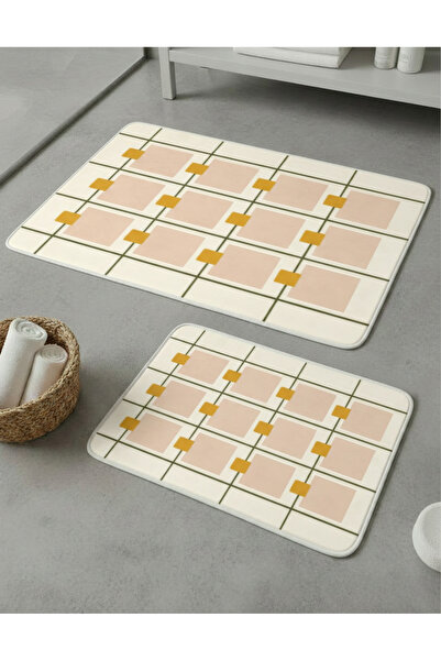 Zevahir Home 2-Piece Multi-Purpose Bath Mat with Non-Slip Base, Modern Patter...