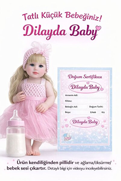 ZİVENTA 55 cm Sesli Oyuncak Et Bebek Orta Yumuşak Gövdeli Biberonlu Ağlama & ...