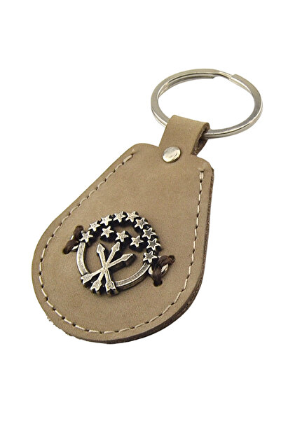 anahtarlıksepeti Adige Circassian Flag Patterned - Genuine Leather Keychain