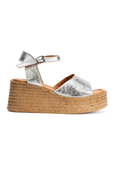 PASSAGE SHOES صندل نسائي بكعب عريض من الجلد الطبيعي 6355 LAME