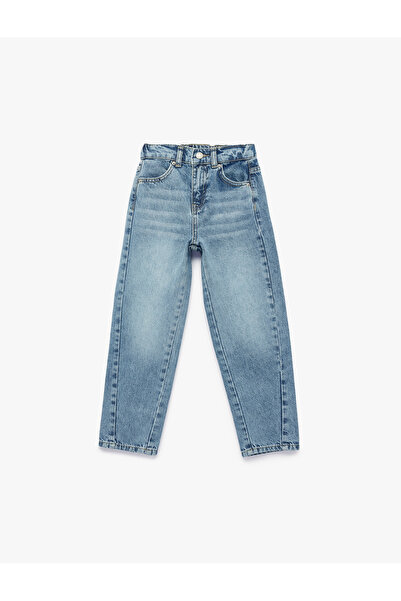 Koton Παντελόνι τζιν με ελαστική μέση και κουμπιά, άνετο κούρεμα