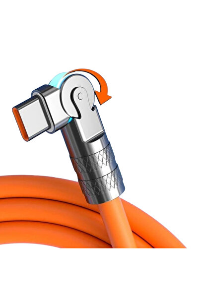 Alfais 6015 Usb To Type C Hızlı Şarj Data Kablosu Çevirici Dönüştürücü Adaptör 180° Döner 120W 1M
